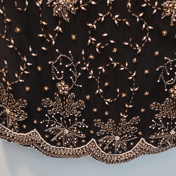 Laurence Kazar Black Beaded Embellished Short Sleeve Top - Picture 9 of 9